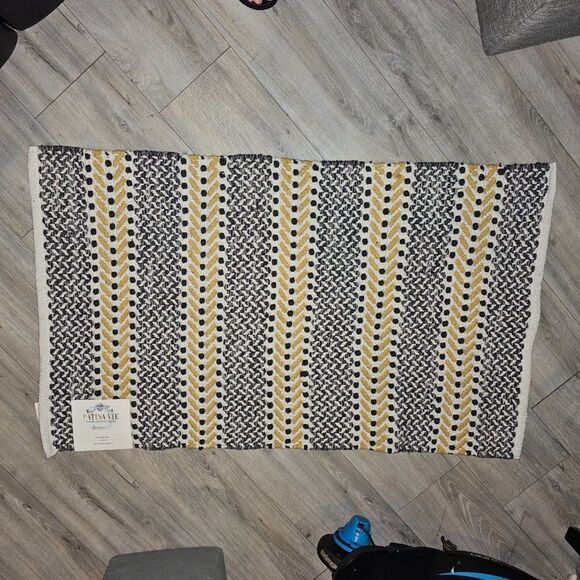 Patina Vie Decorative Interior 100% Cotton Accent Rug Black And Yellow 27"x45" - Picture 3 of 15